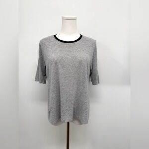Who What Wear Gray Linen Blend Ringer Tee | Size M